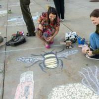 Kate Poynter working on chalk art
